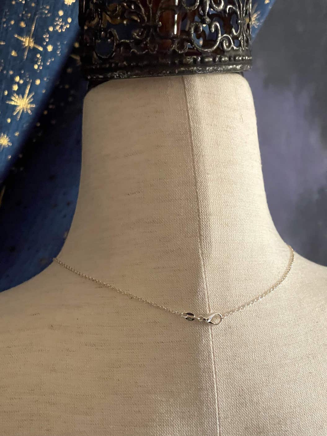 A Historically Inspired Medieval and Victorian Style Whimsical Hand Pendant Necklace with Freshwater Pearl Drop in Silver