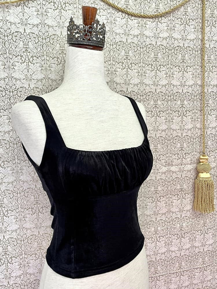 Historically Inspired Velvet Milkmaid Bustier Top in Black – Yore Finery