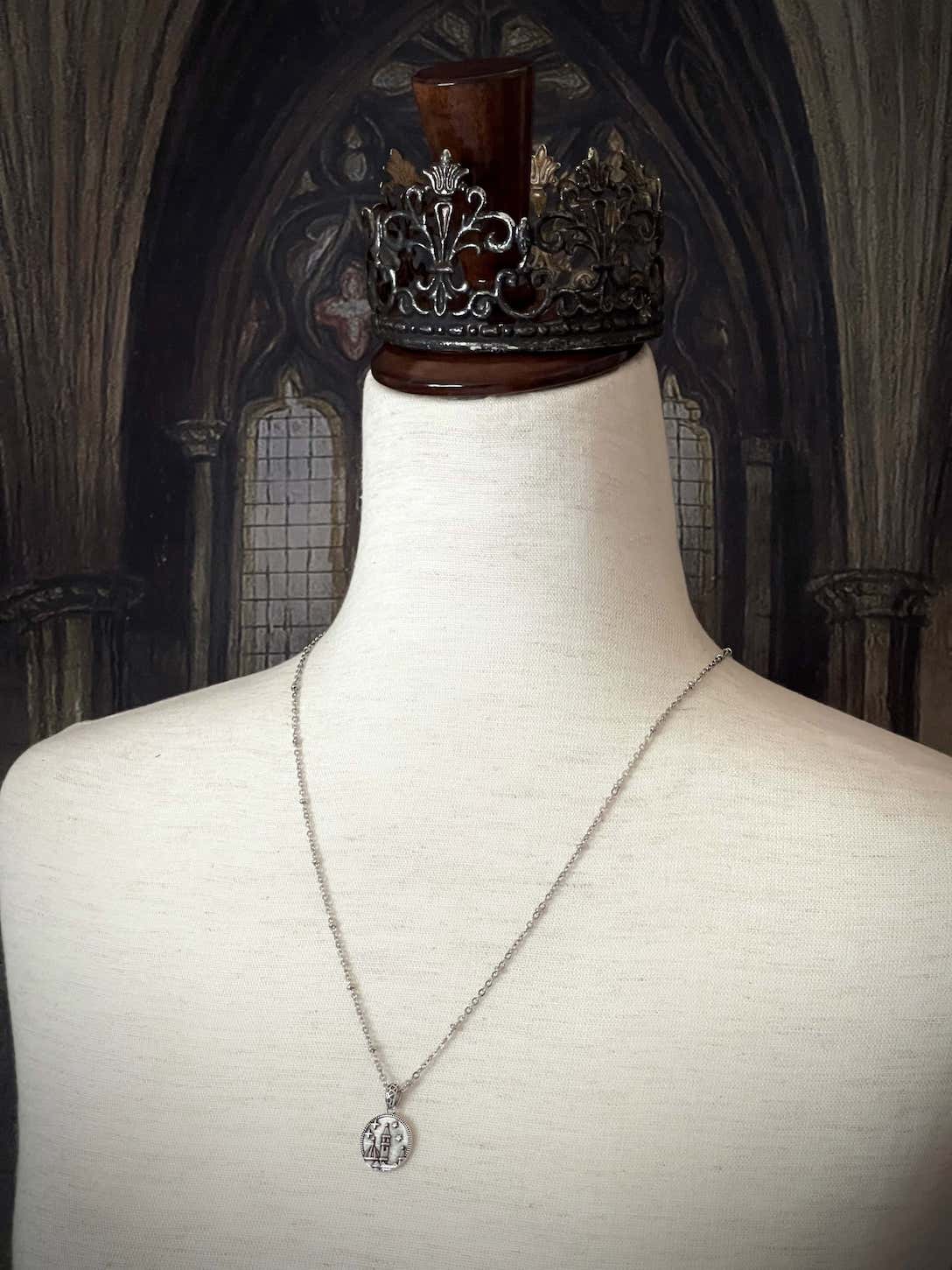 A Historically Inspired Florence Duomo Tower Pendant Necklace with a Silver colored chain - stainless steel jewelry.