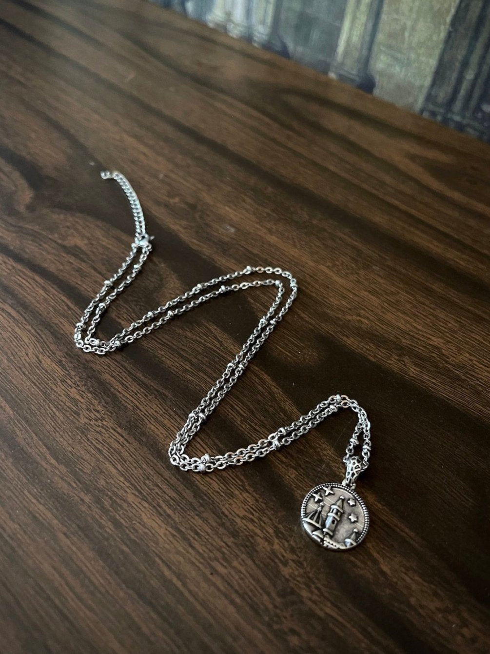A Historically Inspired Florence Duomo Tower Pendant Necklace with a Silver colored chain - stainless steel jewelry.