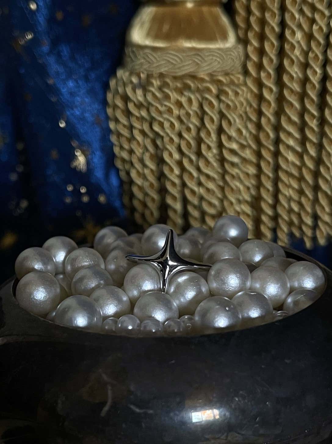 A Historically Inspired Celestial North Star Ring in Silver, adjustable band, nickel free.