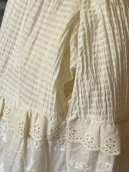 A Historically Inspired floral embroidered lace tiered maxi skirt, perfect for cottagecore victorian, edwardian, renaissance, and medieval looks.