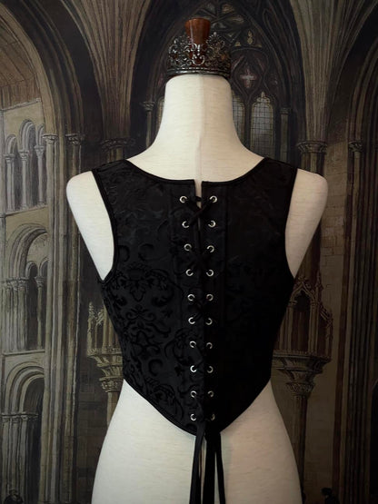 Renaissance & Baroque Era Corset Stays in Gothic Black Ornate Jacquard