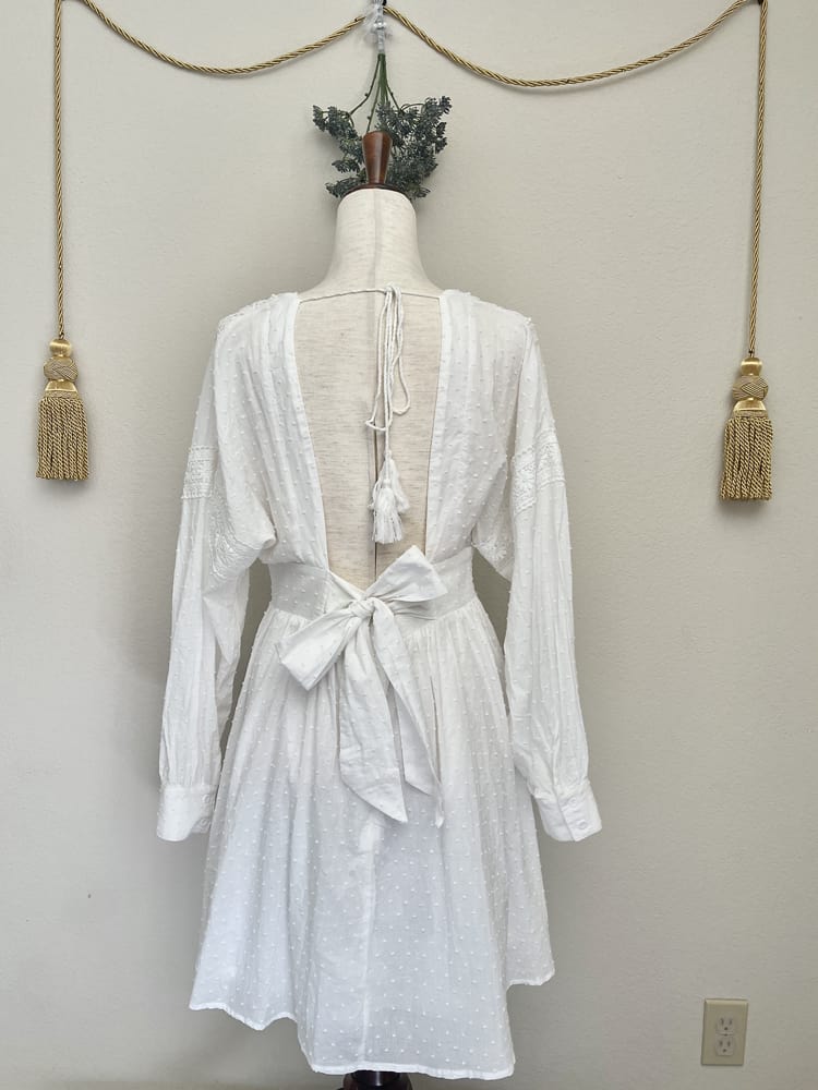 White Renaissance Chemise Swiss Dot Lace White Dress Vintage