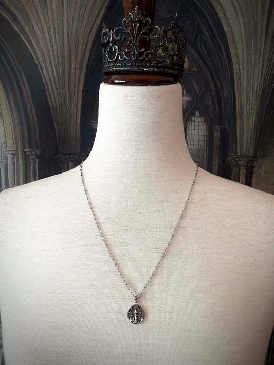 A Historically Inspired Florence Duomo Tower Pendant Necklace with a Silver colored chain - stainless steel jewelry.