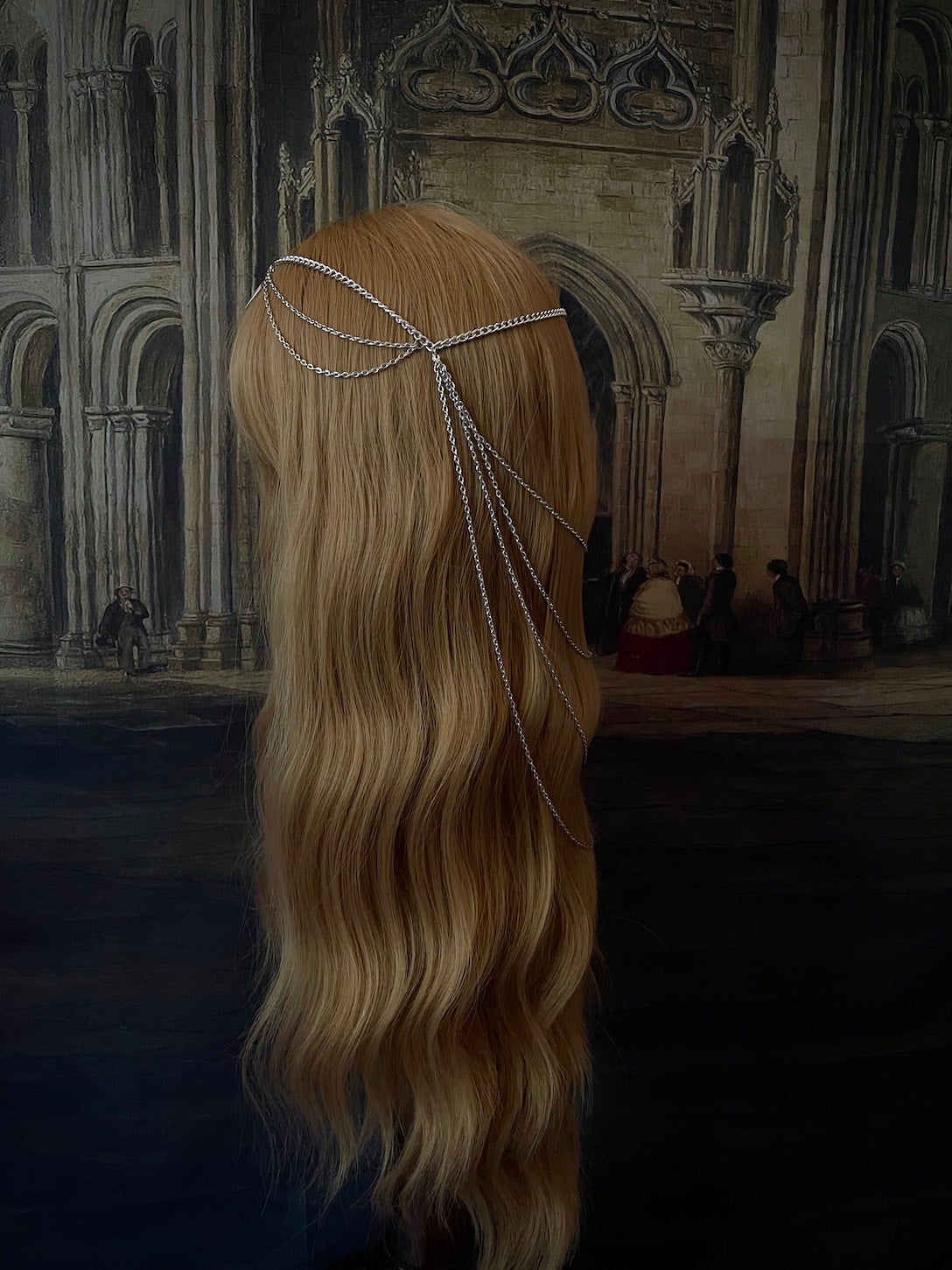 A Handmade Gothic Medieval Knight Inspired Chain Headdress Headpiece in Silver with North Star Charm