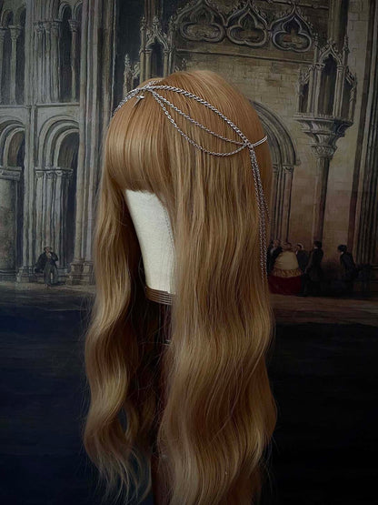 A Handmade Gothic Medieval Knight Inspired Chain Headdress Headpiece in Silver with North Star Charm