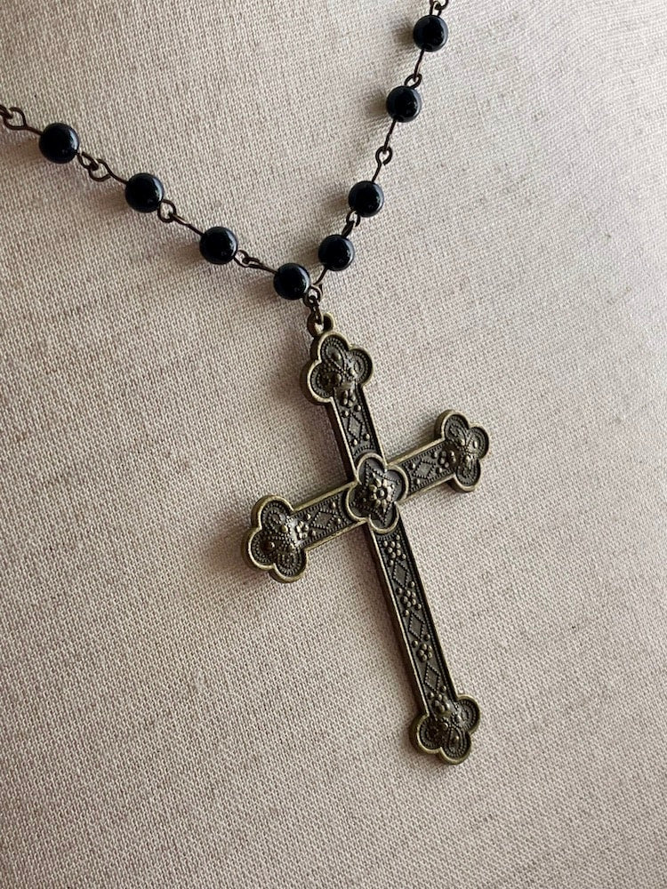 Rosary Cross Pendant Necklace | Men's Prayer Necklace | Classy Men  Collection