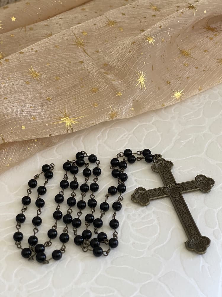 Mens Black Wood Bead Rosary Necklace by Catholica Shop, 1.9 Inch Cross, 19  Inch - Walmart.com