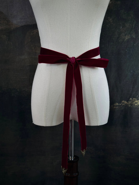 The Wine Red Velvet Medieval Belt | Handmade