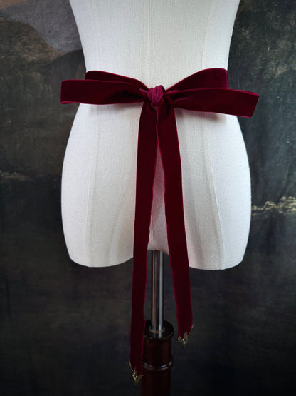 The Wine Red Velvet Medieval Belt | Handmade