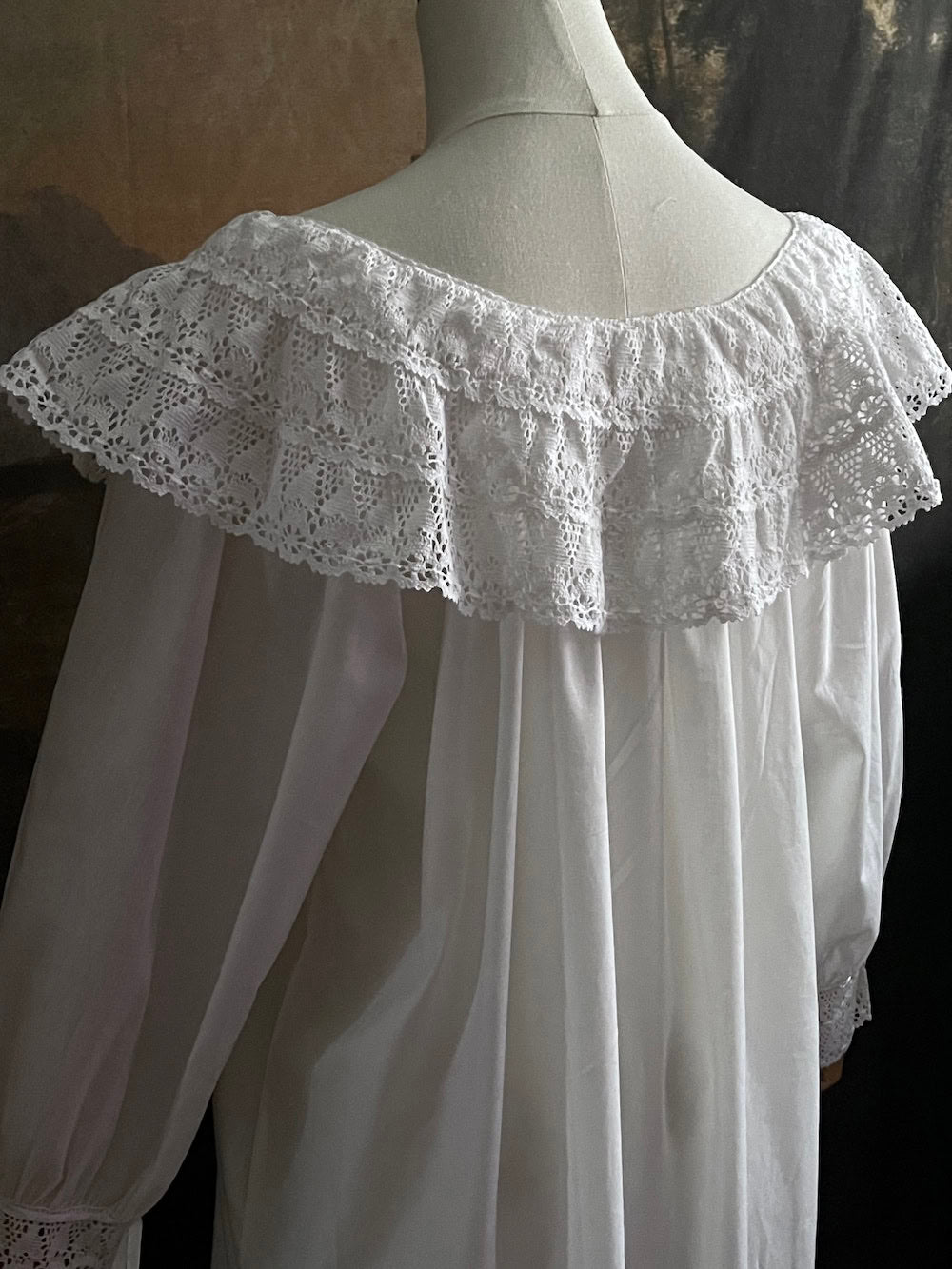 Detail of crochet lace collar