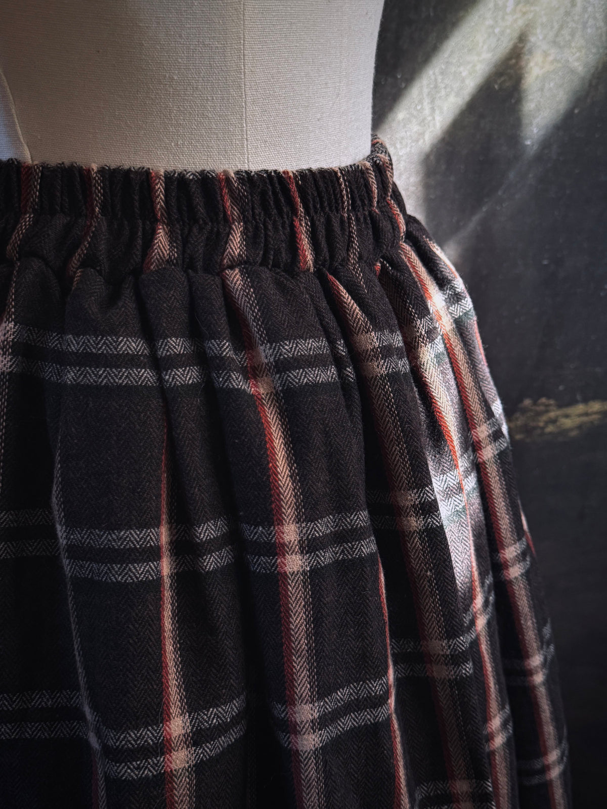 Close up of woven tartan fabric