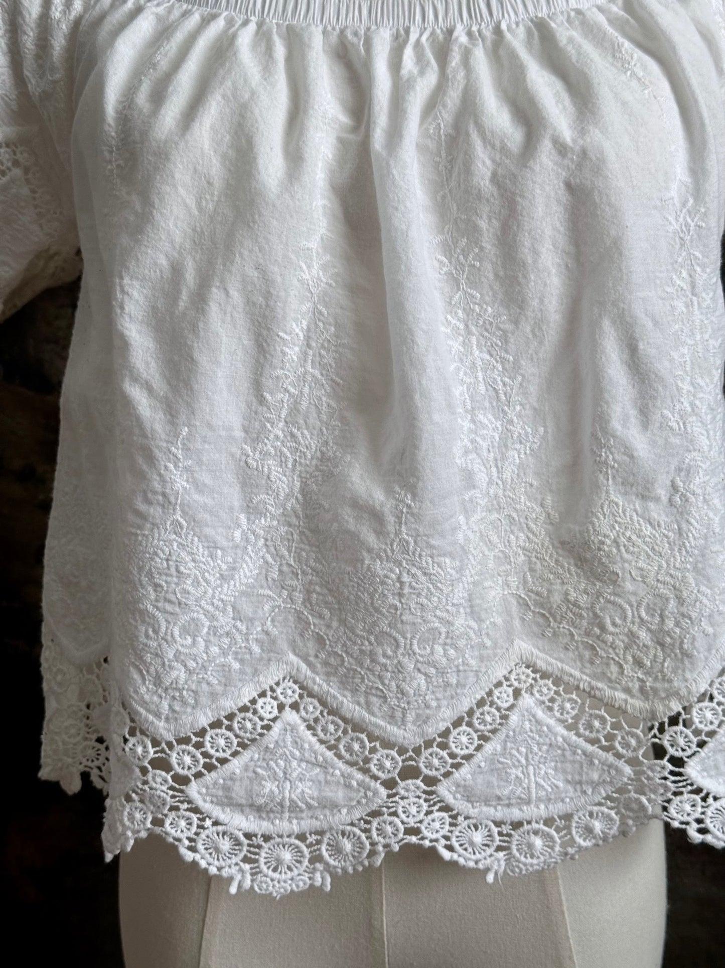 Embroidered lace details on the blouse