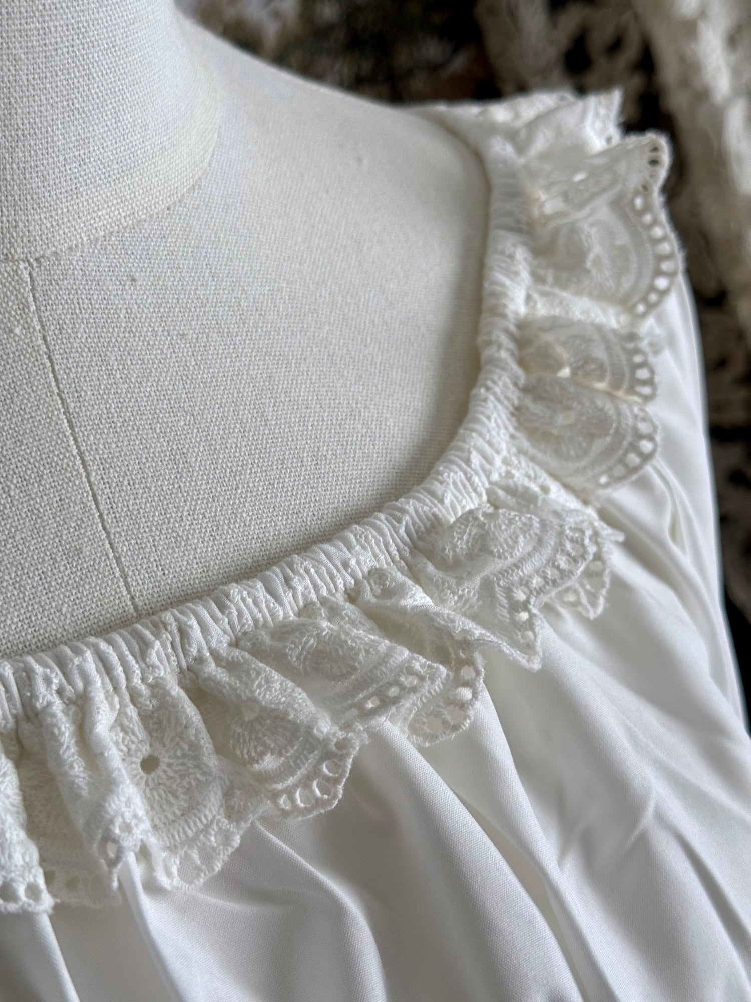 Lace details on a white blouse