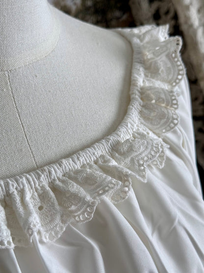 Lace details on a white blouse