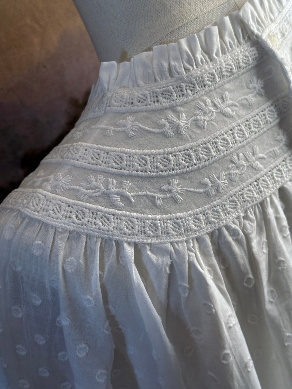 Close up of collar lace.