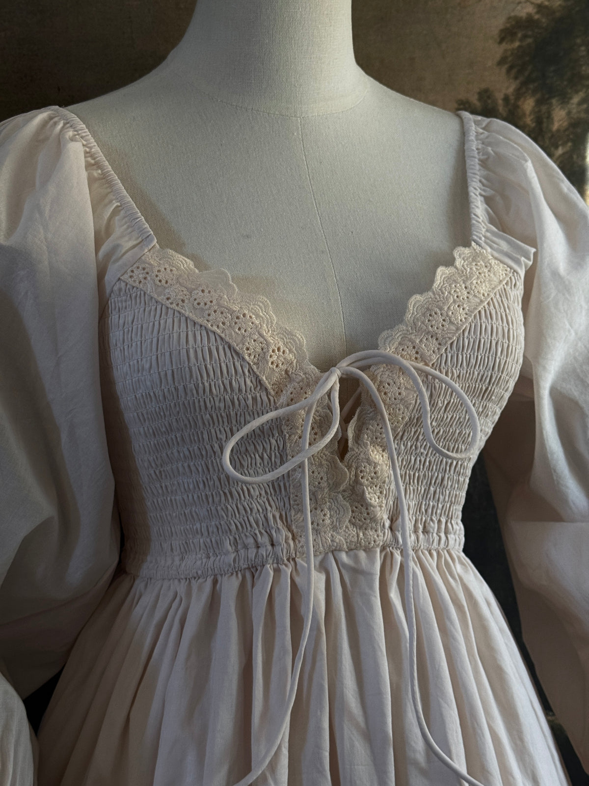 Close up of the bodice and corset lacing