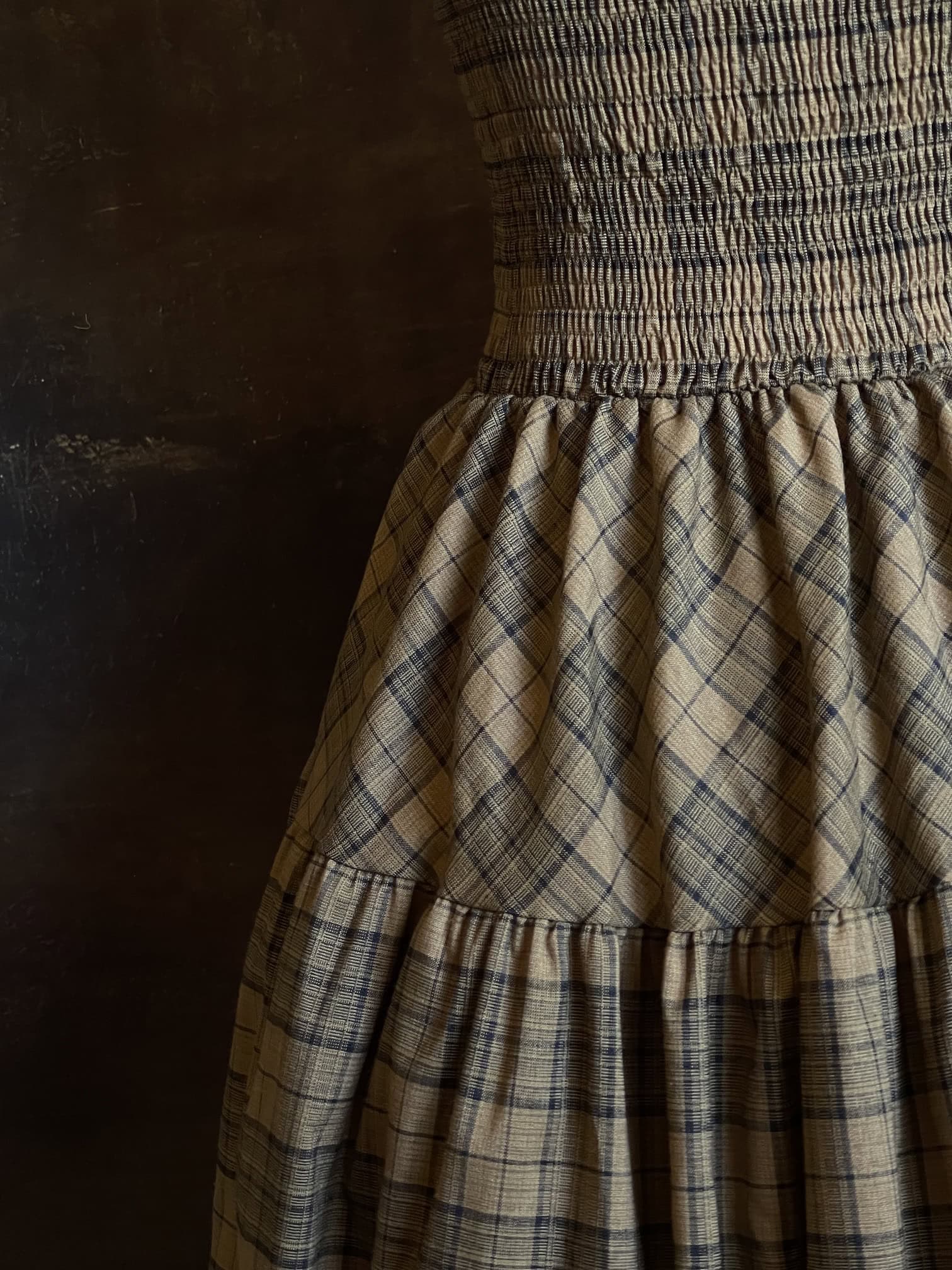 Historically Inspired Tartan Plaid Tiered Dress in Olive Green Historically Inspired Tartan Plaid Tiered Dress in Olive Green