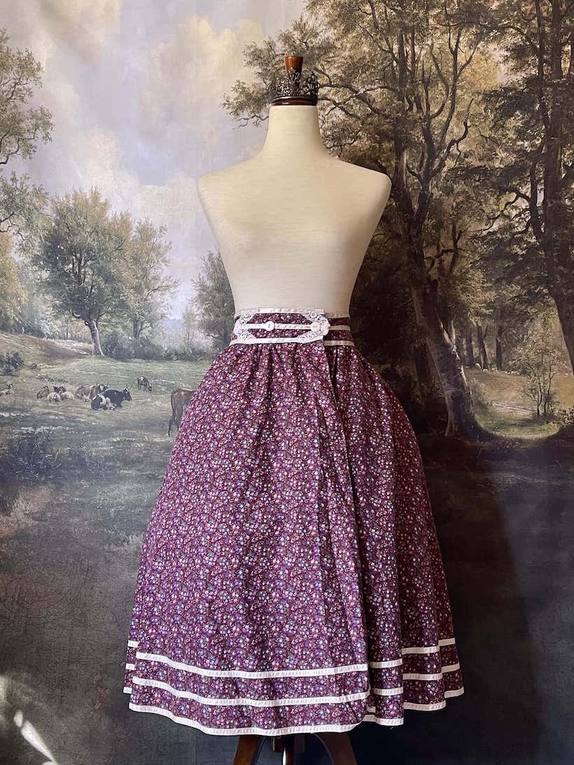 Floral midi skirt 1970 hot sale