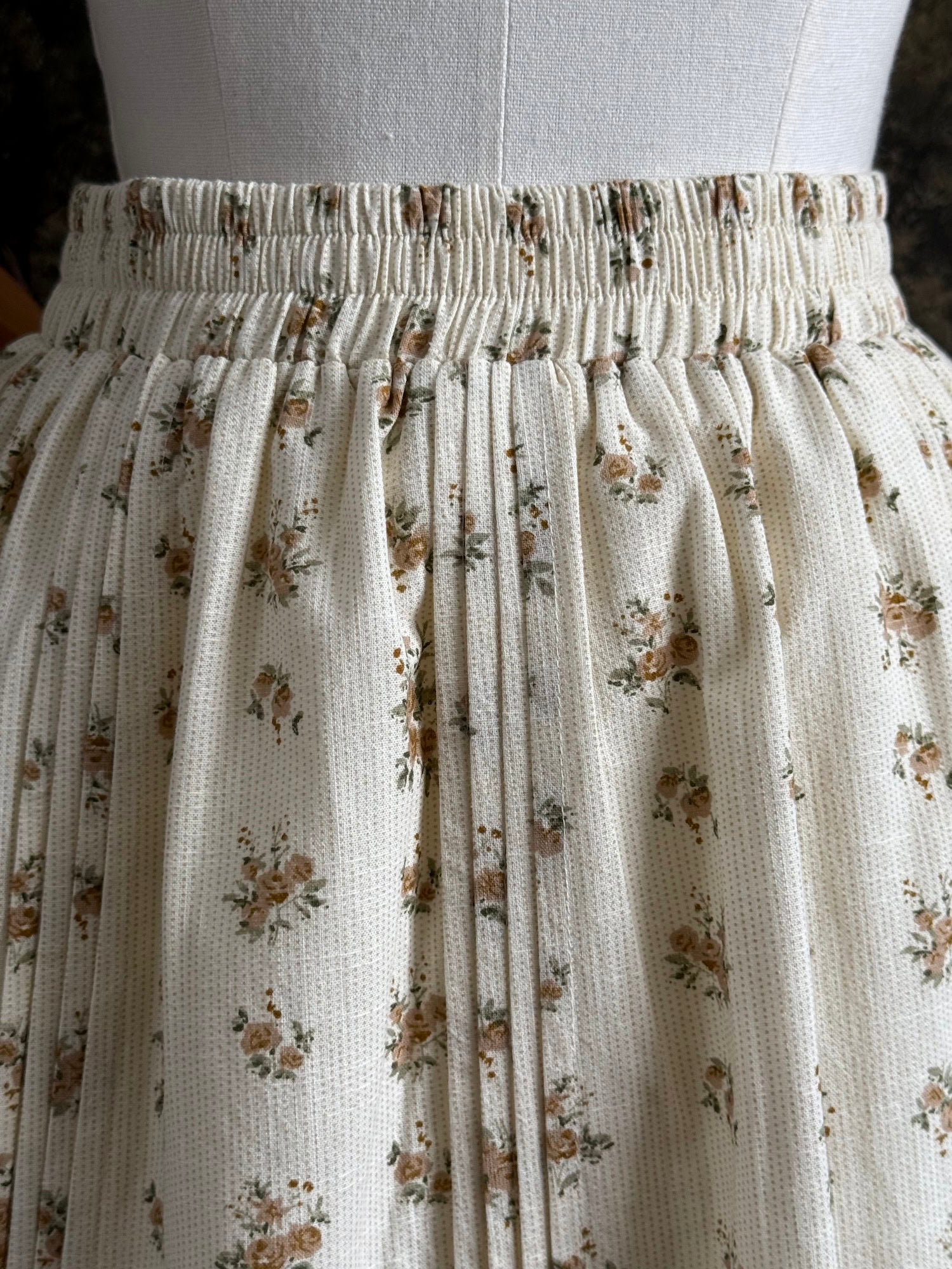 Close up of the pintuck pleats and waistband