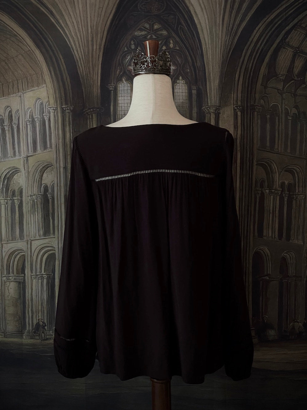 Historically Inspired Black Bishop Sleeve Chemise Blouse 
