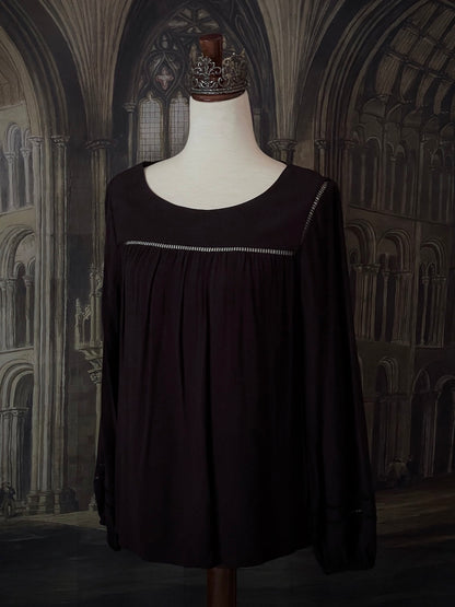 Historically Inspired Black Bishop Sleeve Chemise Blouse 