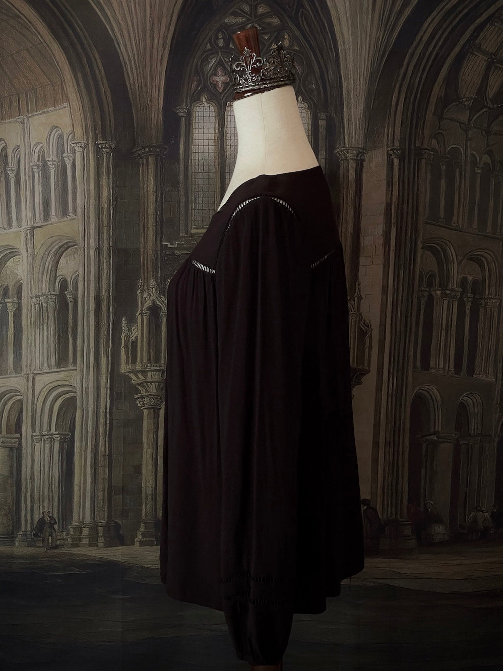Historically Inspired Black Bishop Sleeve Chemise Blouse 