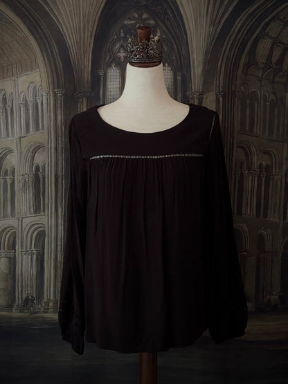Historically Inspired Black Bishop Sleeve Chemise Blouse 